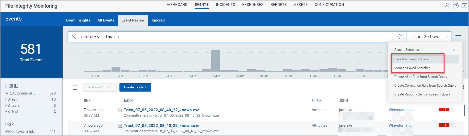 Save and manage searches